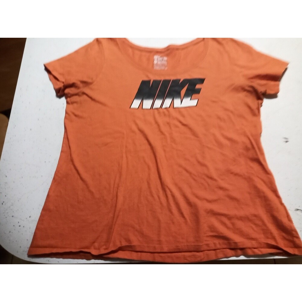 The Nike Tee Men Orange Short Sleeve Swoosh Athletic Size XL